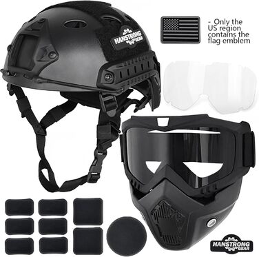 Тактичний шолом для страйкболу SWAT, армійський, швидкого монтажу в піжамному стилі, для стрільби CQB, пейнтболу з кріпленням NVG, бічними рейками, чорний, 2-га версія, плюс маска