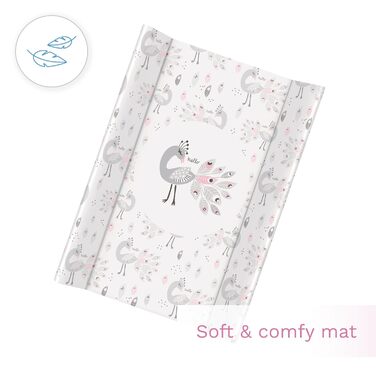 Пеленальний матрацик з твердою основою 70 х 50 см підходить для ліжечка 120 х 60 см (павич)