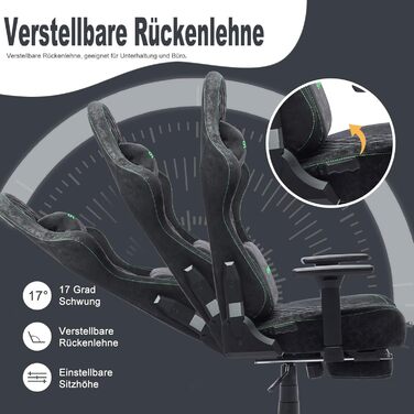 Ігрове крісло Symino, ергономічне офісне крісло, дизайн гоночного крісла для ПК, вінтажна штучна шкіра, регульоване поворотне робоче крісло з підставкою для ніг (чорне)