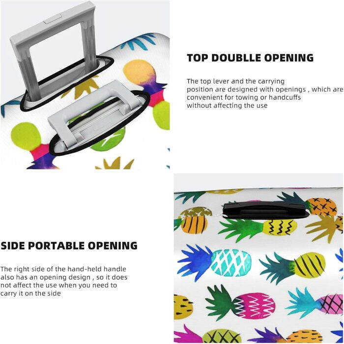 Чохол для валізи BREAUX з яскравим принтом ананасів, унікальний двосторонній дизайн, білий колір, розмір XL