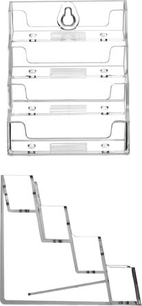 Акриловий тримач для візиток QWORK з 2 упаковками з 4 відділеннями, великою місткістю та прозорою підставкою для візиток для офісу, роздрібної торгівлі та зберігання на столі