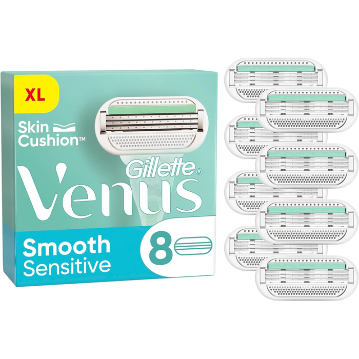 Леза для бритви Gillette Venus Smooth Sensitive Women, 8 змінних лез для жіночих бритв з 5-кратним лезом