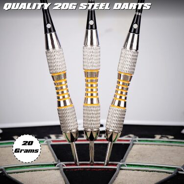 Коркова мішень для дартсу з дротиками, офіційна сталева мішень для дартсу, набір сталевих дротиків з 6 дротиками з металевим наконечником та 6 деками (лише для мішені для дартсу)