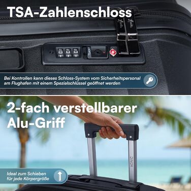 Валіза Xonic Hard Shell Suitcase M на 40 л - стійка до пошкоджень поліпропіленова валіза на колесах з подвійними колесами, що обертаються на 360, та замком TSA - дорожня валіза чорного кольору M (40 л)