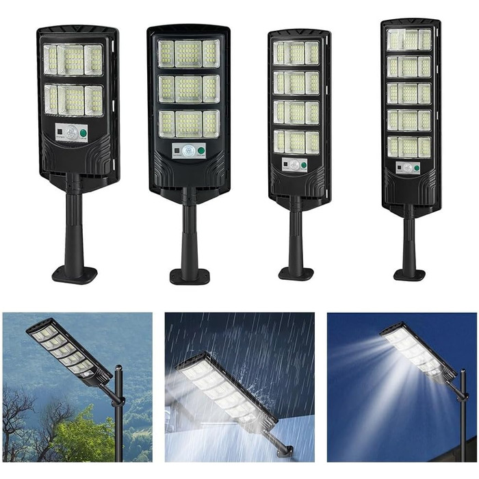 Розумний сонячний світлодіодний вуличний світильник з датчиком руху, дистанційним керуванням та автоматичним увімкненням світла, всепогодна конструкція IP65 для тривалого використання (263 мм)