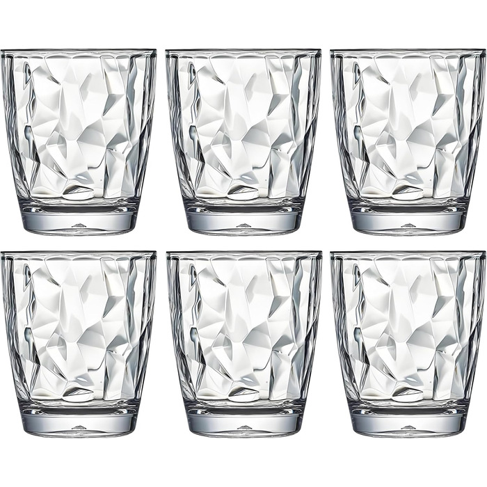 Виглядають як скло 300 мл набір з 6 пластикових стаканів для пиття, можна мити в посудомийній машині, без вмісту BPA, не б'ються,