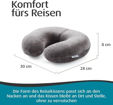 Дорожня подушка TEMPUR Transit, зручна подушка для шиї з матеріалу TEMPUR, в&39язкоеластична, ідеально підходить для подорожей автобусом, поїздом, автомобілем або літаком, 30 x 28 x 8 см, антрацит