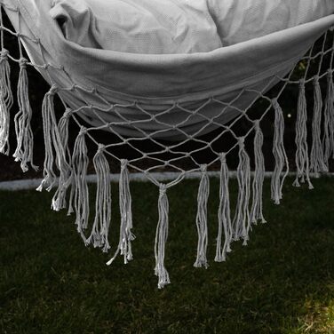 Підвісне крісло для вулиці 97 x 130 см Сірого кольору до 120 кг - Крісло-гойдалка для використання на вулиці та в приміщенні - Підвісна гойдалка Ідеально підходить для дому, саду чи балкону 23671