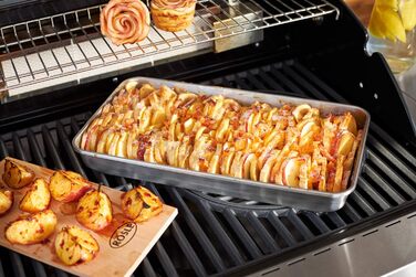 Універсальна піддон-чаша RSLE Barbecue Pro з нержавіючої сталі 18/10 для маринування та подачі, піддон для газових та вугільних грилів, підходить для посудомийки, сріблястий, 41.5 x 22.5 x 4.7 см