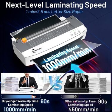 Ламінатор A3, високошвидкісний ламінатор 1000 мм/хв на 50 аркушів, комплект для ламінування з функцією реверсу, різак для паперу, закруглювач кутів, дирокол та кільце для палітурки для офісу, школи та дому, білий та сірий