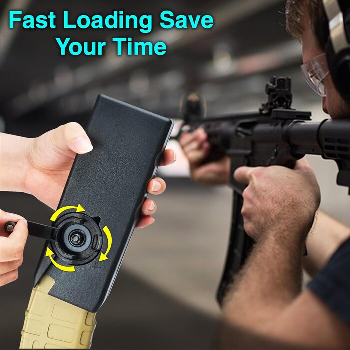 Швидкісний зарядний пристрій ARSUK для BB-кульок – тактичний для страйкболу, пейнтболу, Airsoft, 155 набоїв, чорний