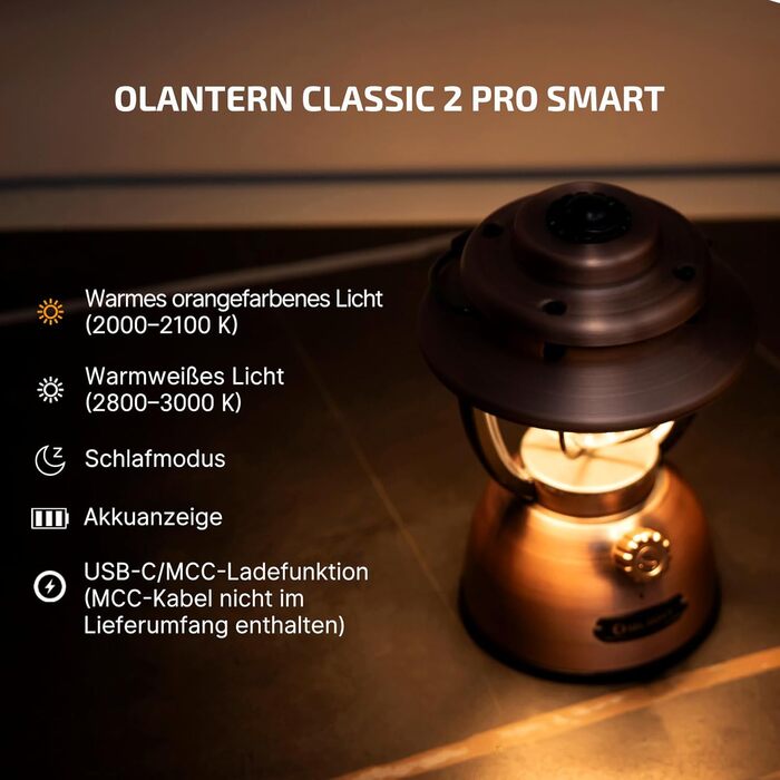 Розумний кемпінговий ліхтар OLIGHT Olantern Classic 2 Pro 300 лм із керуванням застосунком, світлодіодний ліхтар у ретро-стилі, плавне затемнення, аварійний портативний зарядний пристрій USB, для кемпінгу, саду, активного відпочинку на свіжому повітрі, по