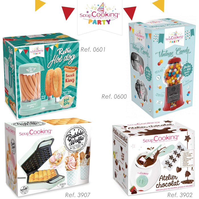 Машина для виготовлення хот-догів ScrapCooking 601 - місткість 12 сосисок і 2 булочки - вінтажний ретро-стиль для вечірок Барбекю Фестивалі Веселощі День народження-Зелений-0601, безпечний для харчових продуктів пластик, білий