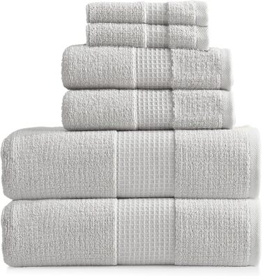 Набір вафельних рушників Aire & Raine з 100 бавовни, 6 предметів світлі вафельні рушники для ванних кімнат, двосторонні до м'якої