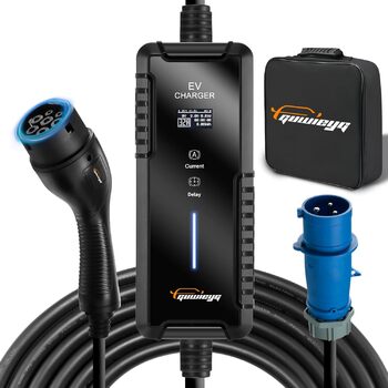Зарядний кабель GUWIEYG Type 2 CEE 7.2kW, 5M, IEC 62196 Портативний зарядний пристрій для електромобілів з сумкою для перенесення,