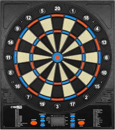 Електронна мішень для дартсу CyeeLife з м&39якими дротиками та додатковими аксесуарами, 8 гравців, 34 гри та 255 варіацій ZD01G