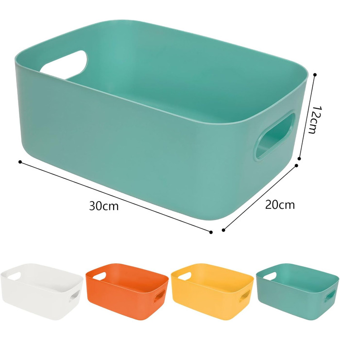 Набір з 8 барвистих коробок для зберігання, пластикові кошики для зберігання, органайзери для кухонних шаф з ручками, коробки для зберігання кошиків, пластикові кошики для ванної кімнати, кухні, комори, 8 л, барвисті