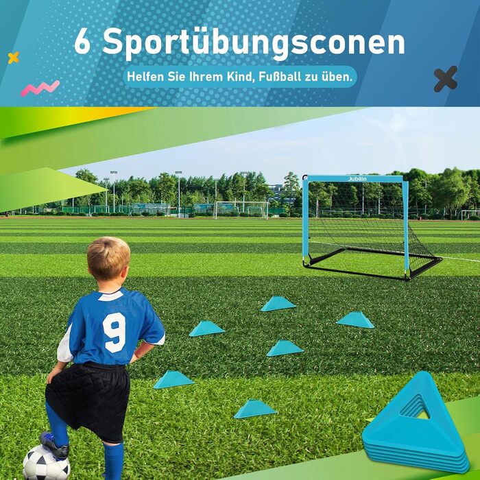 Футбольні ворота, 3 режими, складні футбольні ворота для саду, дитячі футбольні ворота з 6 конусами, мішенню та сумкою для перенесення, футбольні ворота 120 x 90 x 90 см для використання в приміщенні, на вулиці, в саду, на газоні, на пляжі, поліестер