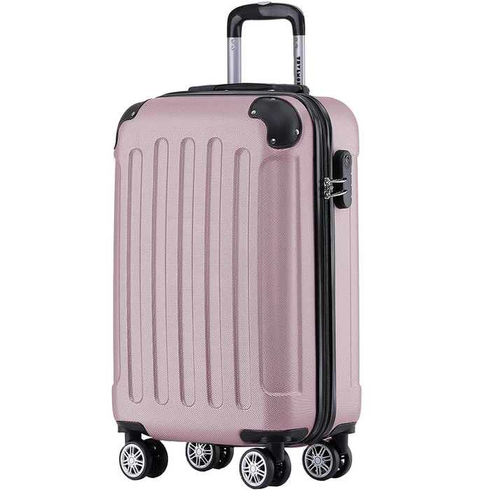 Валіза ручна поклажа TRVLMORE 54x36x20 см - валізи та візки, дорожня валіза на колесах, ручна поклажа візок 54x36x20, тверда валіза мала, валіза ручна поклажа 54x36x20 легка, візок ручна поклажа, рожева валіза ручна поклажа Рожева