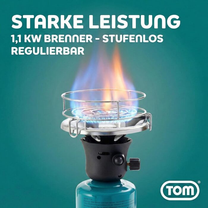 Набір газової кемпінгової плити TOM Adventure з 4 бутановими газовими картриджами 1 пальник п&39єзорозпал картриджна плита для кемпінгу, фестивалів та активного відпочинку або як вугільна запальничка