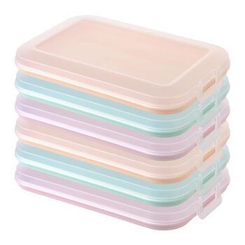 Набір із 6 контейнерів для делікатесів із вбудованим підносом, контейнер для зберігання продуктів, харчовий контейнер, коробка для делікатесів, штабелюється, без BPA, кухонне начиння, пластик, різні кольори 16