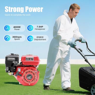 Тактний аварійний генератор, 7,5 к.с., бензиновий двигун, автоматичне відключення при низькому рівні оливи, підходить для сільського господарства тощо., 4-