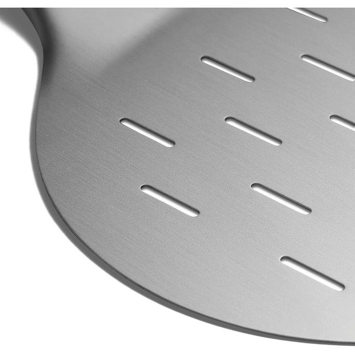 Кругла, лопата з перфорованого алюмінію з ручкою з дерева акації та штепсельним механізмом, термостійкий для печі для піци 95 см x