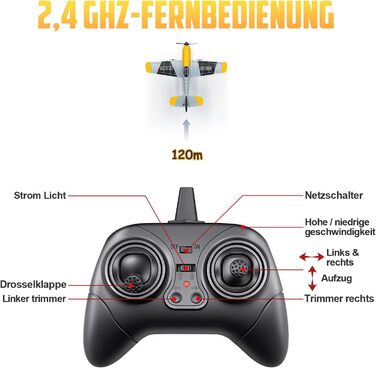 Канальний радіокерований літак BF-109, літак на дистанційному управлінні, готовий до польоту, 2,4 ГГц 6-осьовий гіроскопічний стабілізатор, легкий в управлінні для дітей та початківців, 3-канальний сірий, 39S WORK 3-