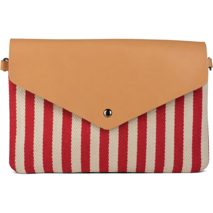 Клатч-конверт у морську смужку з візерунком риб'яча кістка, сумка через плече, жіноча сумка 02012153, колір червоно-бежевий