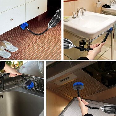 Щітка для свердління та набір мочалок із 24 предметів, подовжена довга насадка, універсальне очищення затирки, плитки, раковин, ванн, ванних кімнат, кухонь, чищення килимів, чищення затирки