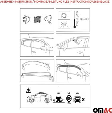 Дефлектор вітру Дефлектор дощу сумісний з VW Passat B7 Saloon 2010-2015 Акриловий Темний, 4 шт.