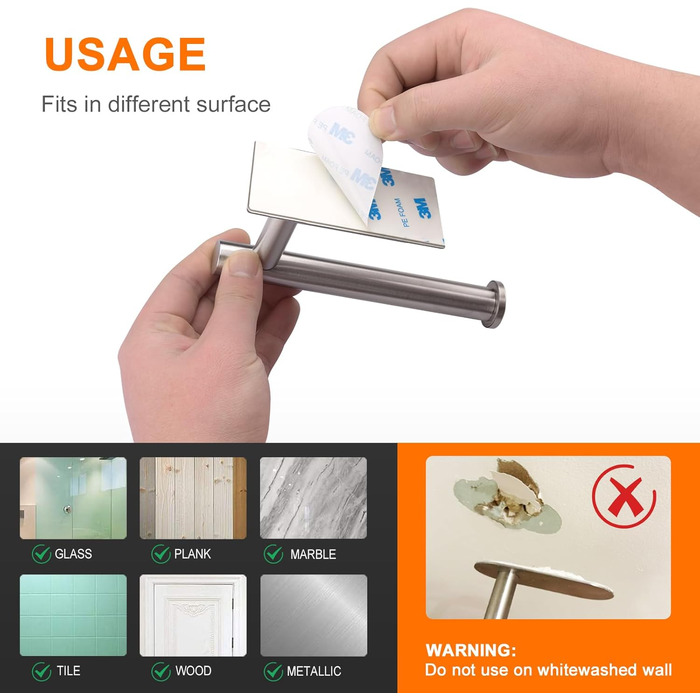 Самоклеючий тримач для туалетного рулону, тримач для туалетного рулону для унітазу без свердління, тримач для туалетного рулону, н