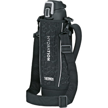 Л, чорний, термос з нержавіючої сталі 1л, пляшка для пиття з сумкою та ременем для перенесення, надзвичайно легка, ізольована пляш