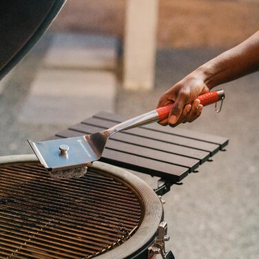 Щітка для гриля Kamado Joe Krafted без сталевих щетин зі скребком, ергономічна ручка 45,7 см, змінна головка, інструмент для чищення з нержавіючої сталі, підходить для посудомийки