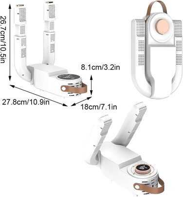 Компактна сушарка для шкіряних рукавичок Allayu з таймером, інтелектуальна система постійної температури, пластикова сушарка для взуття для дощових днів, фіксований час, білий