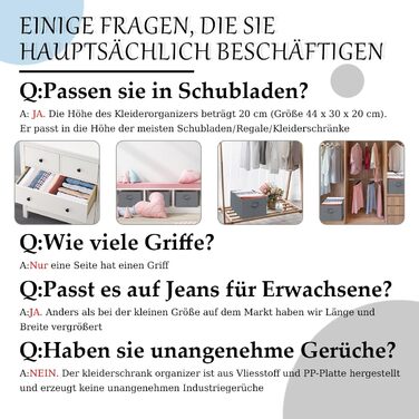 Комплект із 4 ящиків-органайзерів Niviy для гардеробу, складні коробки для зберігання одягу, штанів, спідньої білизни, штабелюваний органайзер для гардеробу, система коробок для зберігання з 7 відділеннями (Д44*Ш30*В20 см, сірий - комплект із 4 предметів 