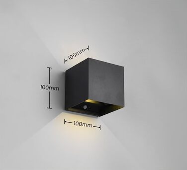 Стільний LED-бра на акумуляторі Reality Talent R27759132, матовий чорний метал, магнітне кріплення, 2 шт. 0.5 Вт, датчик сутінків та руху, двостороннє освітлення (вгору та вниз), зарядка USB-C