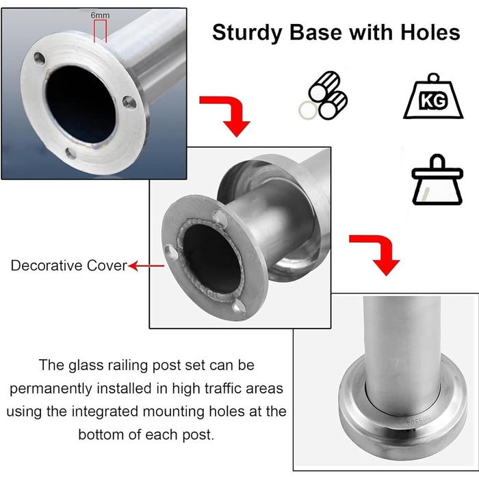 Стовп для скляного поручня з нержавіючої сталі Yoeoefuo 70 см – надійне рішення для сучасних інтер’єрів та екстер’єрів