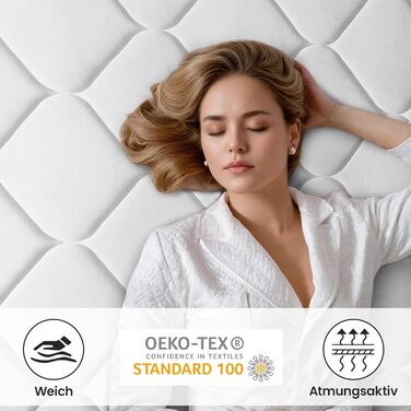 Матрац BedStory 160x200 см, пружинний матрац H3 висота 20 см пружинний матрац кишенькової форми середньої жорсткості ортопедичний, сертифікований Oeko-Tex, матрац для дорослих 20 см 160x200 см