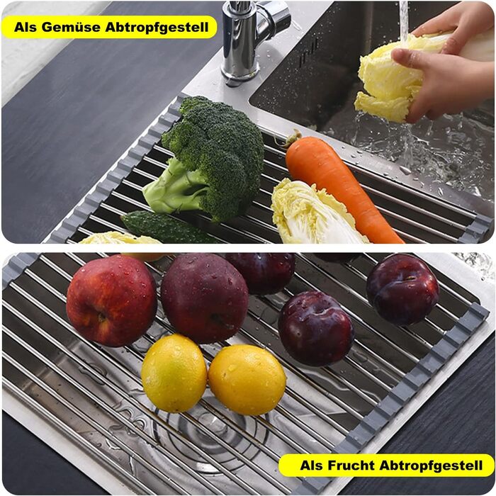 Сушарка для посуду ViWaVee, Складана та знімна сушарка для посуду над мийкою, килимок для зливу, сушарка-стійка для чашок, фруктів