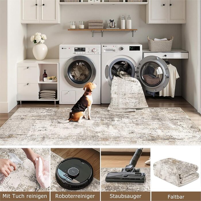 Килими, що праються, килим 150 x 210 см, коричневий сірий, сучасний абстрактний, для вітальні, спальні, великий, нековзний, з коротким ворсом, м&39які килими для вітальні, килим для їдальні, офісу, коричневий/сірий 150 x 210 см (прямокутний)