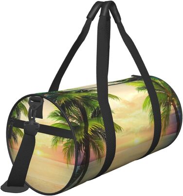 Спортивна сумка, дорожня сумка, пляжна сумка, принт Захід сонця, сумка на нічліг, чорна, універсальний розмір, сумка для подорожей