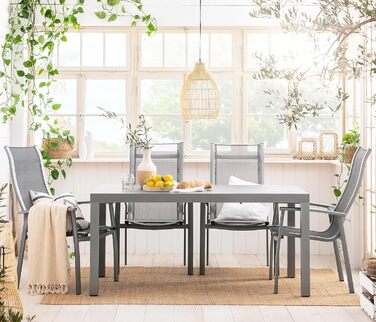 Стілець Dehner Chicago, приблизно 108,5 x 66,5 x 75 см, текстиль/алюміній, сірий