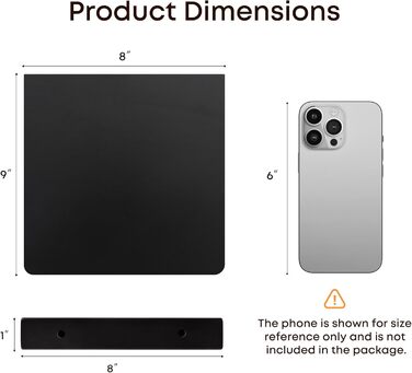 Плаваючі настінні полиці, комплект з 2 шт. , квадратні полиці з масиву дерева 20,3 см, маленькі декоративні настінні полиці для ванної кімнати, спальні, вітальні та кухні Чорний Чорний 20,3 см - 2 шт. и