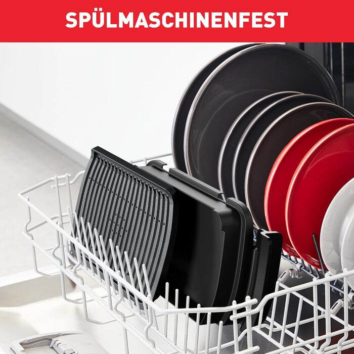 Контактний гриль Tefal OptiGrill & Bake з деком для випікання, 6 програм, індикатор рівня приготування, знімні пластини, електричний гриль, нержавіюча сталь, GC714D10, срібло