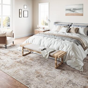 Килими, що праються, килим 150 x 210 см, коричневий сірий, сучасний абстрактний, для вітальні, спальні, великий, нековзний, з коротким ворсом, м&39які килими для вітальні, килим для їдальні, офісу, коричневий/сірий 150 x 210 см (прямокутний)