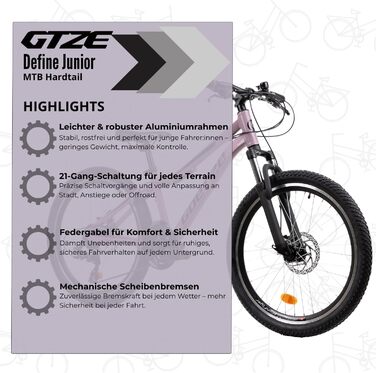 Дитячий гірський велосипед Goetze Define Junior 24 дюйми Перемикач швидкостей на 21 швидкість Алюмінієва рама Амортизаційна вилка Передні та задні дискові гальма Для віку 814 років 90 попередньо зібраний Чорний Лаймовий