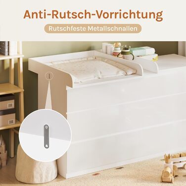 Пеленальний столик для дерев'яного комода, Пеленальний столик з перегородкою глибиною 48 см, Пеленальний столик для комода, Білий