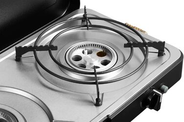 Турбоплита 2 Cook 3 Кулінарна книга для кемпінгу - Газовий настільний гриль з 2 конфорками Книга рецептів - Набір грилів для кемпінгу з п&39єзо-запалюванням та рецептами Аксесуари для грилів та обов&39язкові речі для кемпінгу - Турбоплита 50 мБар Кулінарн