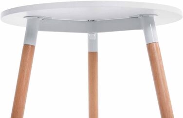 Кухонний стіл CLP Retro-Design Amalie з 3 дерев&39яними ніжками II круглий Ø 60 см I висота столу 75 см, колір білий, колір каркаса натуральне дерево (натуральний) білий